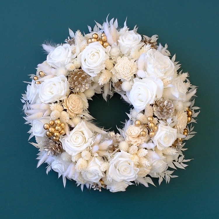 プリザーブドフラワーリース「カルム・ネージュ」